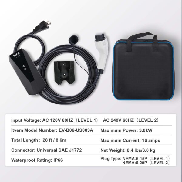 Highly Versatile VEVOR Portable EV Charger: Level 1&2 16Amp - Image 6