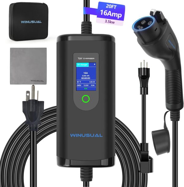 EV Charger Portable Powerful Level 1 & 2 16Amp