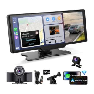 10" Portable CarPlay/Android Auto Touchscreen w/ Dash Cam