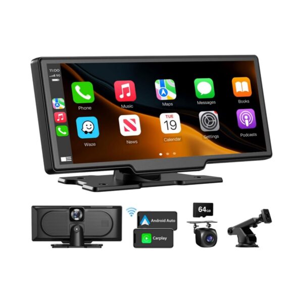 10.26" Portable CarPlay/Android Auto w/ Dash Cam