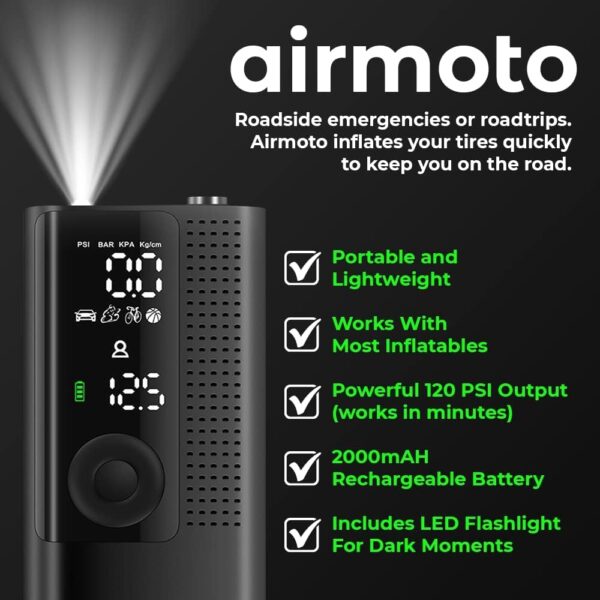 Airmoto Tire Inflator 12V Portable Air Pump for Cars - Image 6