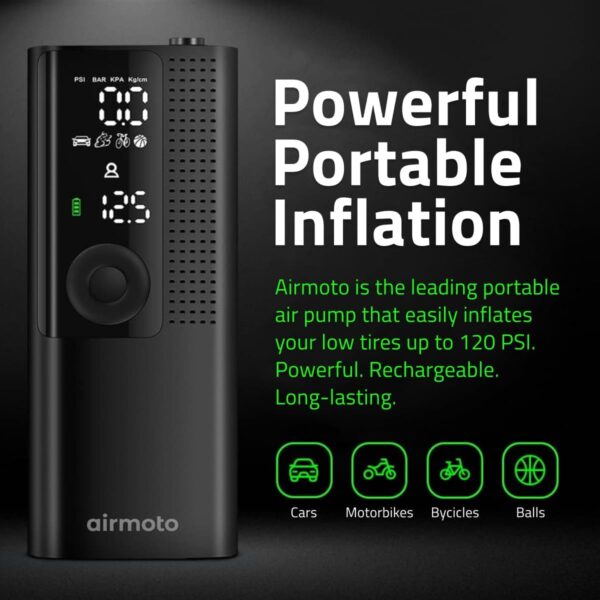 Airmoto Tire Inflator 12V Portable Air Pump for Cars - Image 2