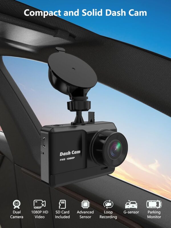 DKK Mini Dash Cam 1080P Front & Rear w/ 32GB SD - Image 2