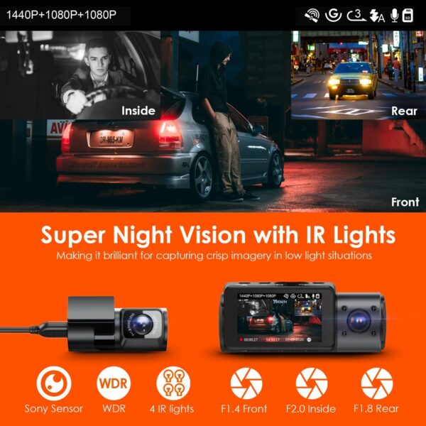 Vantrue N4 3-Channel 4K Dash Cam w/ Night Vision - Image 3