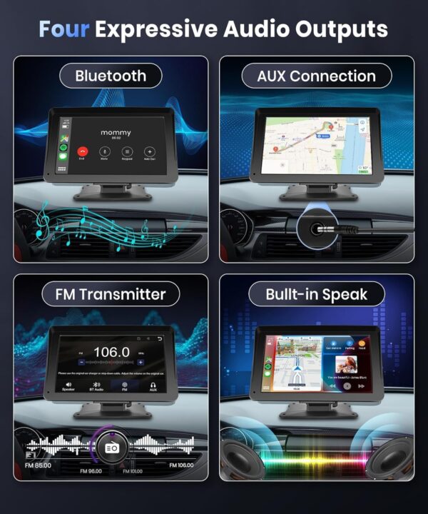 Podofo 7" Portable CarPlay/Android Auto Car Stereo - Image 6