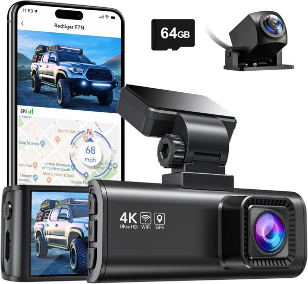 REDTIGER F7N 4K Dual Dash Cam w/ WiFi & GPS