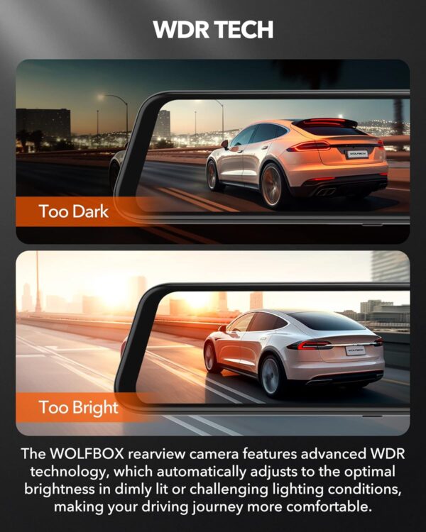 WOLFBOX G850 4K Mirror Dash Cam w/ WiFi & Voice - Image 3