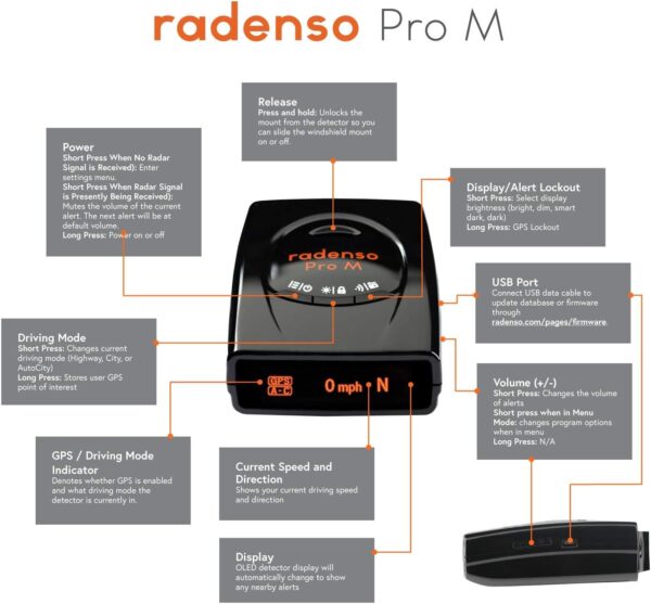 Radenso Pro M Low False Alert Radar Detector w/ GPS - Image 3