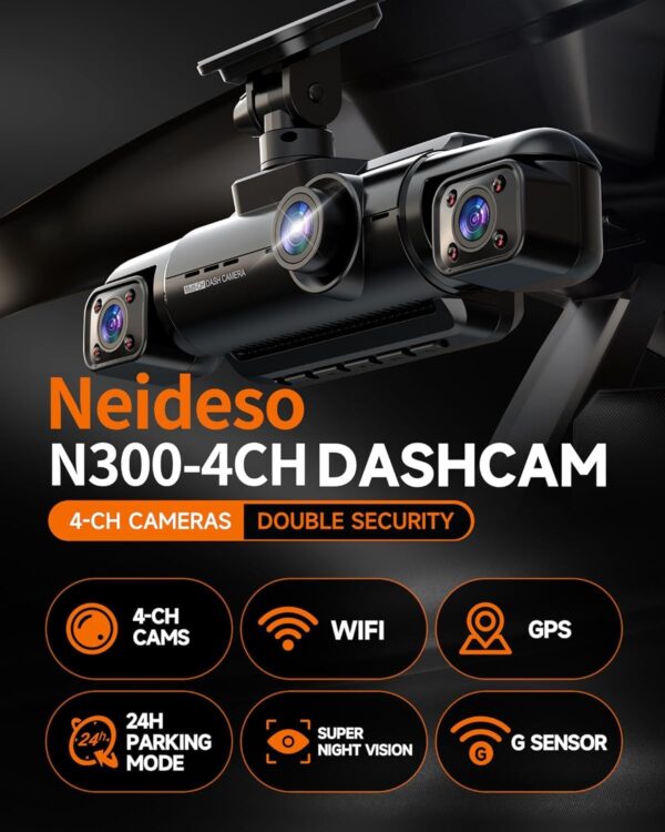 Neideso 360° 4CH Dash Cam: FHD 1080PWi-Fi/GPS - Image 2