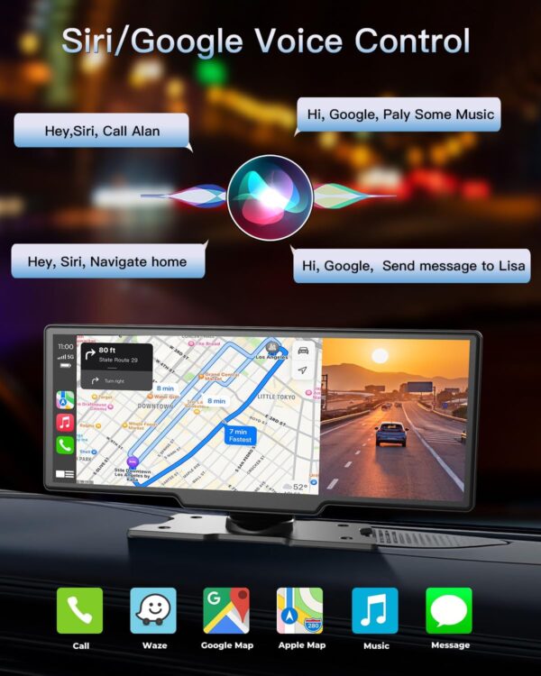 10.26" Portable CarPlay/Android Auto w/ Dash Cam - Image 3