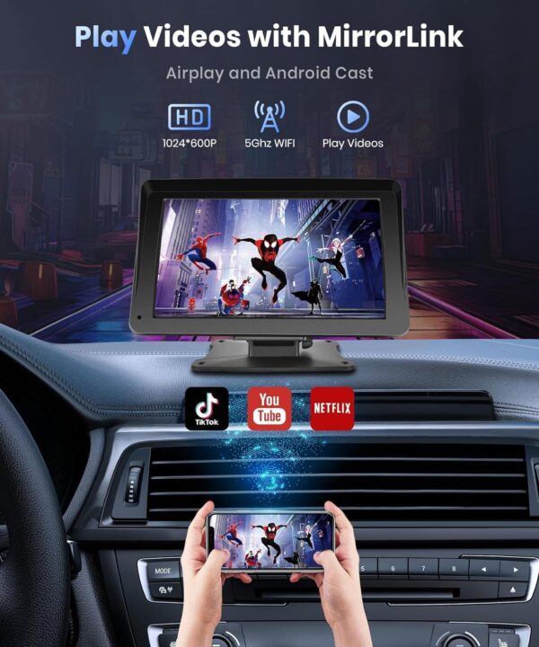 Podofo 7" Portable CarPlay/Android Auto Car Stereo - Image 5