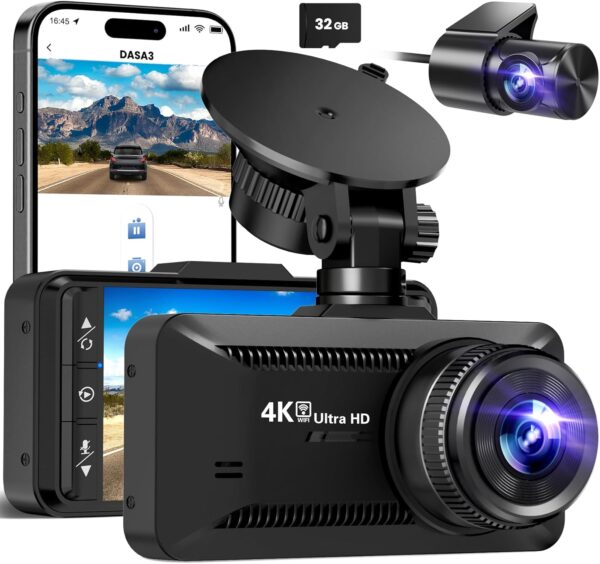 SUVCON 4K/1080P Dual Dash Cam w/ WiFi