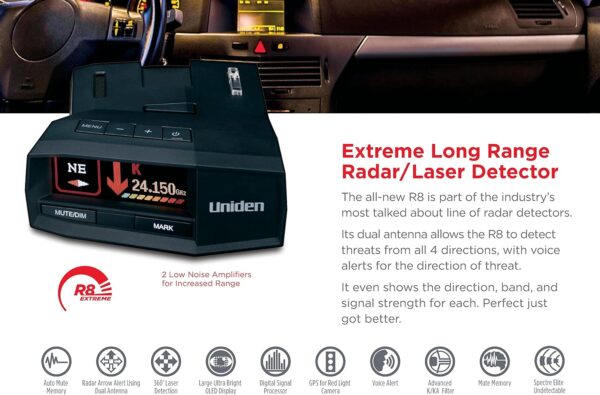 Uniden R8 Extreme Long Range Radar Laser Detector - Image 4