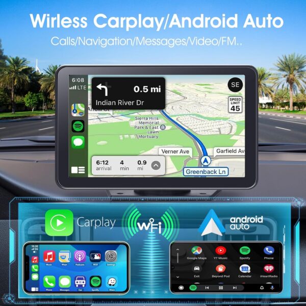 Eleacc 7" Wireless CarPlay Stereo w/ Android Auto - Image 2