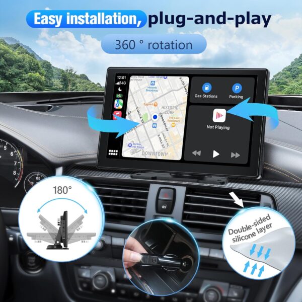 9" Wireless CarPlay/Android Auto Portable Screen - Image 4