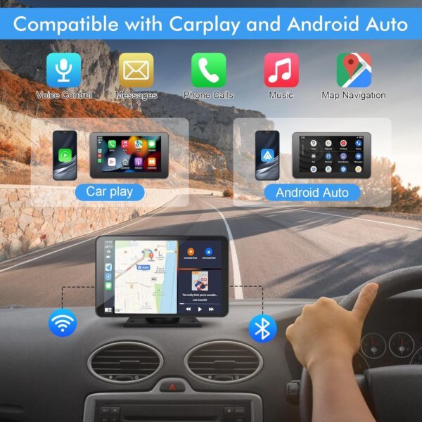 7" Portable CarPlay/Android Auto Wireless Stereo - Image 2