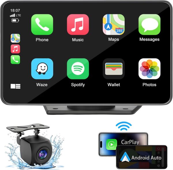 7" Portable CarPlay/Android Auto Wireless Stereo