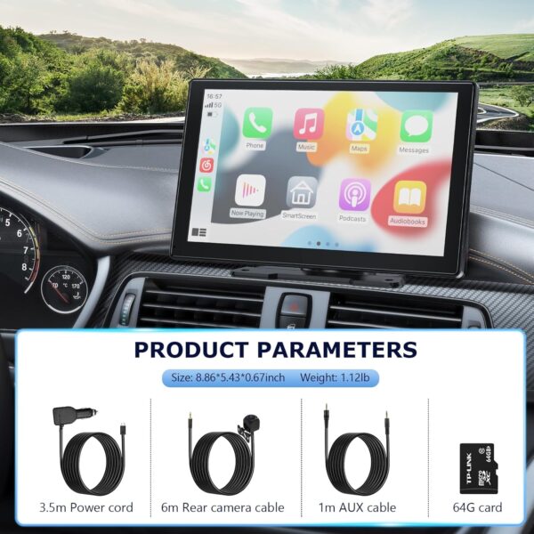 9" Wireless CarPlay/Android Auto Portable Screen - Image 7